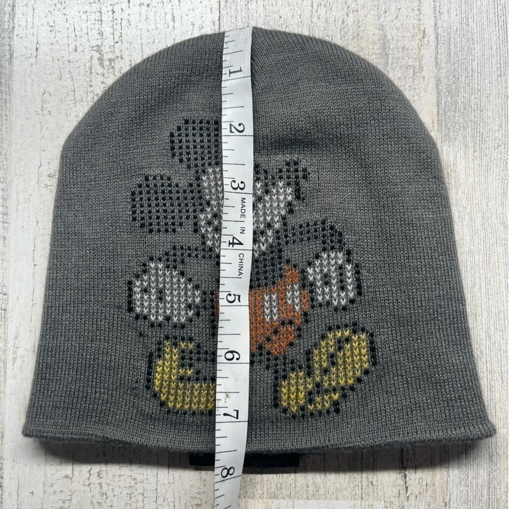 Disney parks gray Mickey Mouse cross stitch pattern youth beanie hat one size